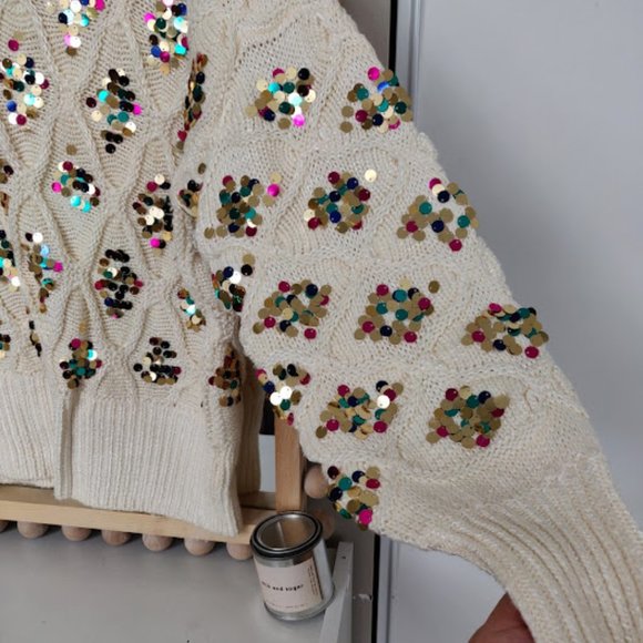 SOLD 💫HOST PICK 💫Anthropologie Lara Sequin Sweater Sz. M - Picture 6 of 8